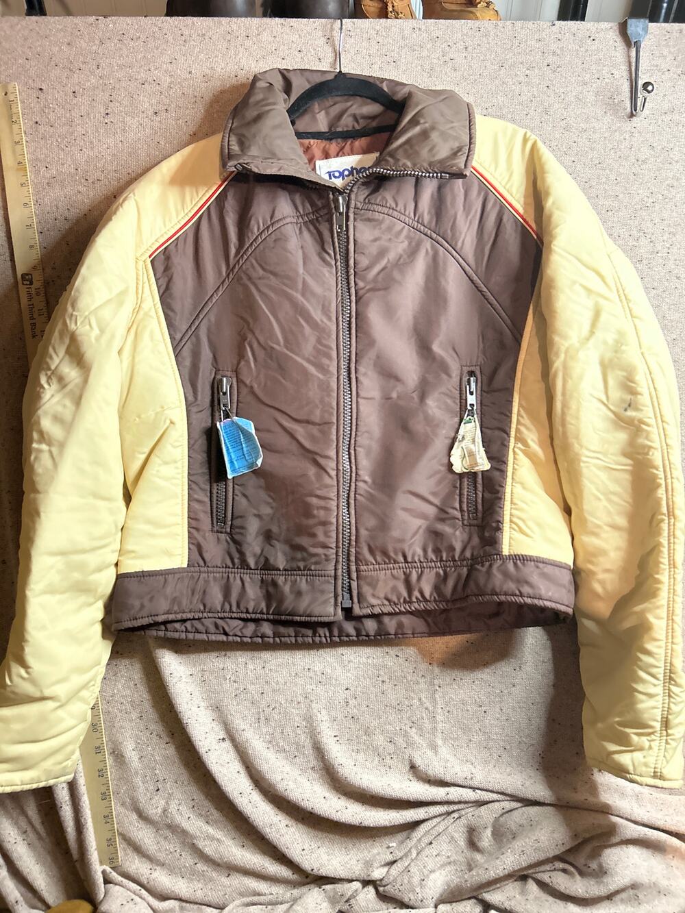 Topher Vintage 80s Ski Jacket Brown Tan Large Retro Snow Warm
